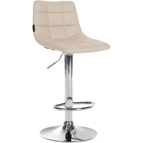 Tabouret De Bar X1 Moderne En Pvc Crème Motif Matelassé Piètement Trompette Métal Chromé 10_000627