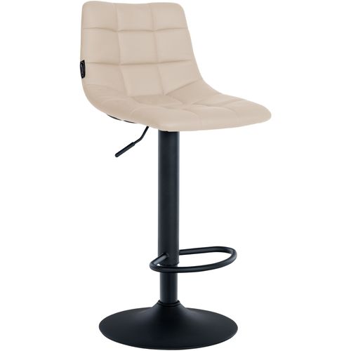 Tabouret De Bar X1 Moderne En Pvc Crème Motif Matelassé Piètement Trompette Métal Noir 10_0006274