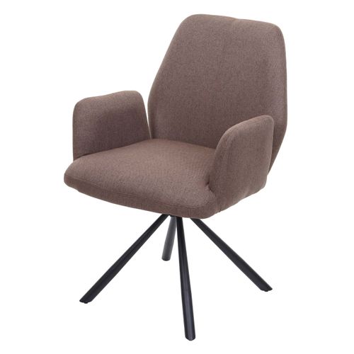 Chaise De Salle à Manger Fauteuil De Bureau En Tissu Marron En Acier Design Pivotant Rétro Et Mode