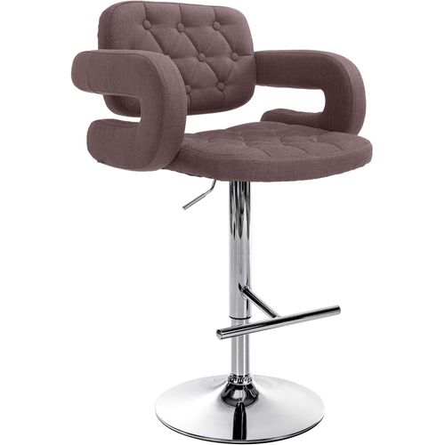 Tabouret De Bar X1 Design Moderne Assise Capitonnée Tissu Marron Pied Métal Chromé 10_0006506