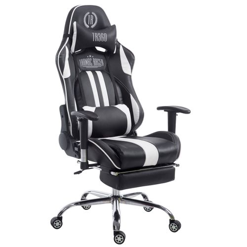 Chaise Gamer Ergonomique Design Sport Et Confort Extrême Avec Repose-pieds Simili Noir / Blanc