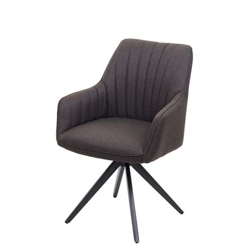 Chaise De Salle à Manger Fauteuil De Bureau En Tissu Gris-brun En Acier Design Rétro 04_0002278