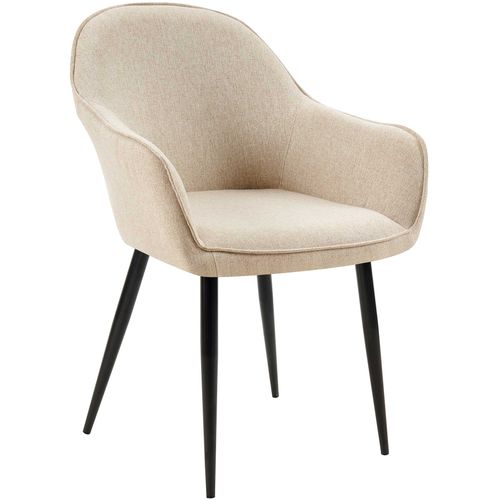 Chaise De Salle à Manger X1 Avec Accoudoirs En Tissu Taupe Et Structure Métallique 10_0007149