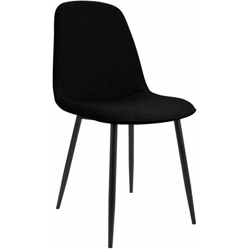 Chaise De Salle à Manger Cuisine X1 Design Moderne En Tissu Noir Cadre En Métal Noir 10_0007162