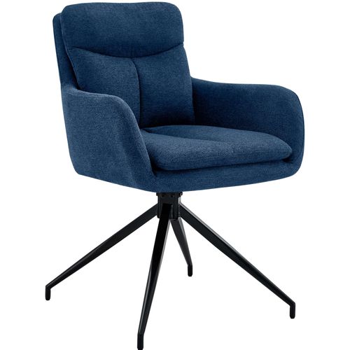 Chaise De Salle à Manger X1 Avec Accoudoirs Assise Fonction Pivotante En Tissu Bleu 10_0007177