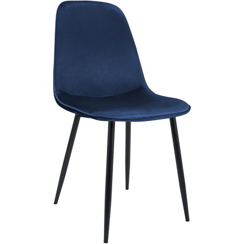 Chaise De Salle à Manger Cuisine X1 Design Moderne En Velours Bleu Foncé Cadre En Métal Noir 10_00