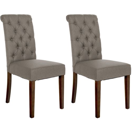 Lot De 2 Chaises De Salle à Manger Élégance Capitonnée Et Confort En Tissu Taupe Cadre En Bois