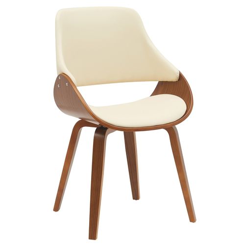 Chaise De Salle à Manger X1 Design Scandinave En Bois Courbé Couleur Noyer Et Pvc Crème 10_0007352