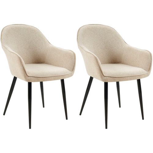 Lot De 2 Chaises De Salle à Manger Moderne Et Confortable En Tissu Taupe Et Pieds En Métal Noir 10