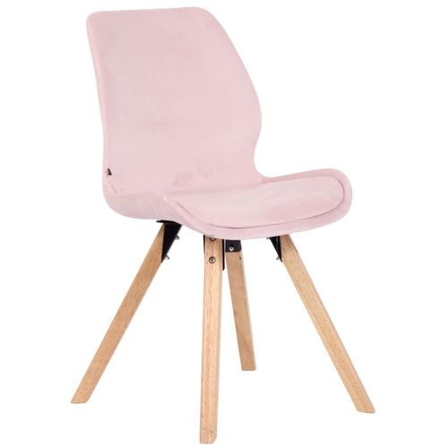 Chaise De Salle à Manger X1 Design Scandinave En Velours Rose Et Pieds En Bois Carrés Clair 10_000