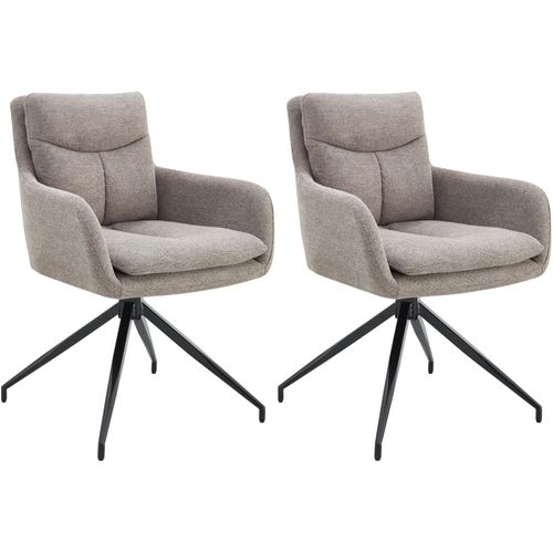Lot De 2 Chaises De Salle à Manger Avec Accoudoirs Assise Fonction Pivotante En Tissu Taupe 10_000