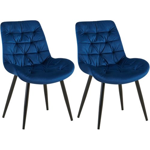Chaises De Salle à Manger X2 En Velours Bleu Cadre En Métal Noir Confort et Élégance Intemporelle 1