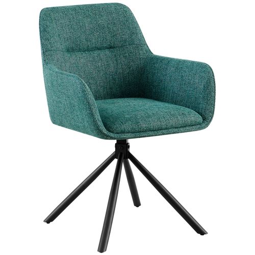 Chaise Pivotante Style Moderne Et Contemporain En Tissu Vert Piètement à Quatre Pieds Métal Noir 1