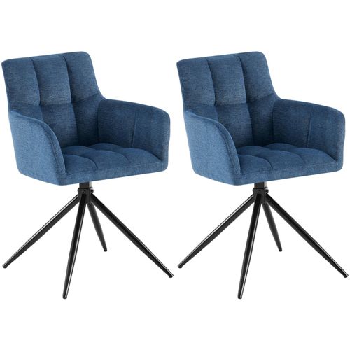 Lot De 2 Chaises De Salle à Manger Moderne Et Confort Mécanisme De Rotation à 180° En Tissu Bleu