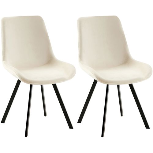 Lot De 2 Chaises De Salle à Manger Pivotant à 360 Degrés En Velours Crème Cadre En Métal Noir 10_0
