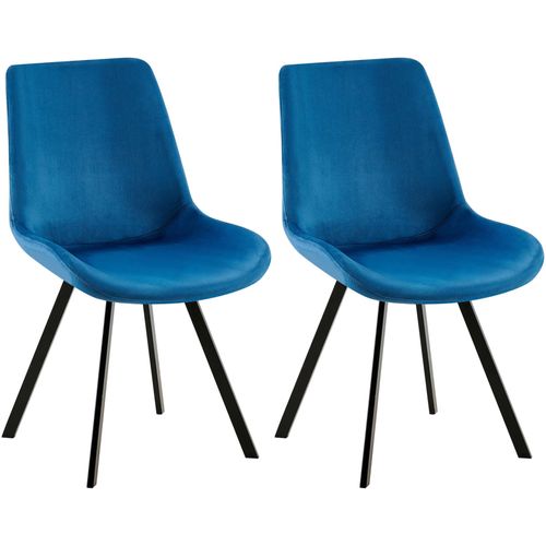 Lot De 2 Chaises De Salle à Manger Pivotant à 360 Degrés En Velours Bleu Foncé Cadre En Métal Noir