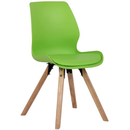 Chaise De Salle à Manger X1 Design Scandinave En Plastique Et Pvc Vert Et Pieds En Bois Carrés Cla