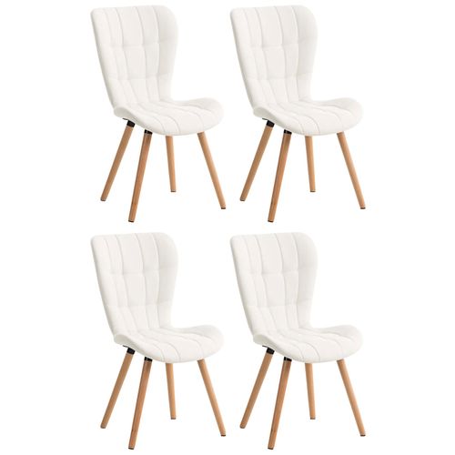Lot De 4 Chaises De Salle à Manger Dossier Haut Coutures Décoratives Assise En Pvc Blanc 10_000765