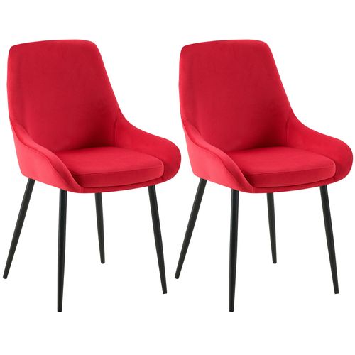 Lot De 2 Chaises De Salle à Manger Élégance Confort Design Moderne En Velours Rouge Structure Métal