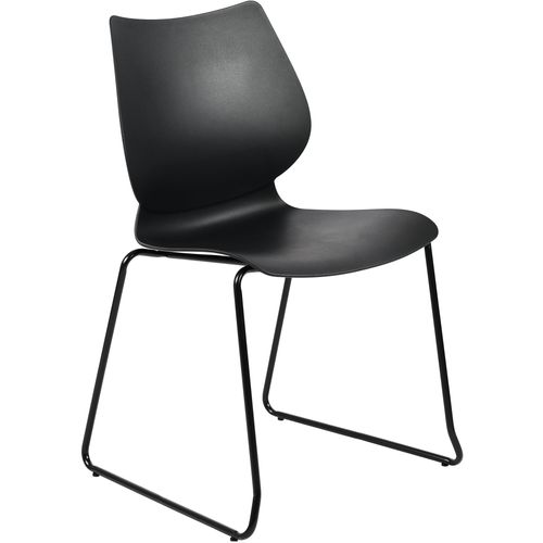 Chaise Noire Au Design Épuré – Style Contemporain Plastique Noir Cadre Métal Noir 10_0008266