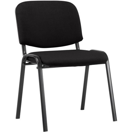 Chaise Visiteur Empilable Zone D'attente En Tissu Noir Piètement à 4 Pieds En Métal Noir 10_000830