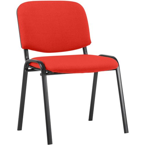 Chaise Visiteur Empilable Zone D'attente En Tissu Rouge Piètement à 4 Pieds En Métal Noir 10_00083