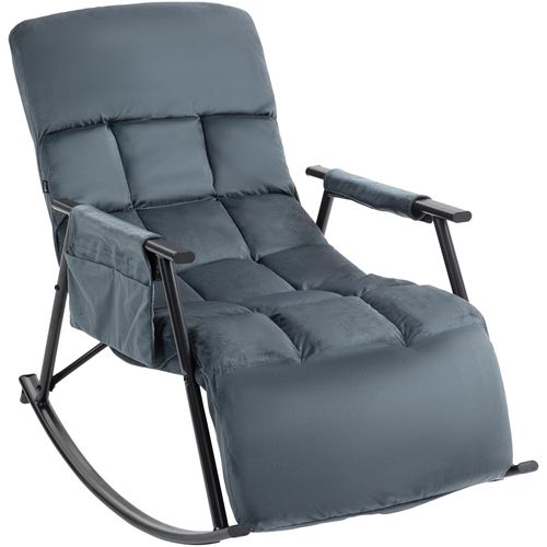 Fauteuil Relax à Bascule Rembourré Velours Gris Foncé Avec Repose-pieds – Confort Et Détente 10_00