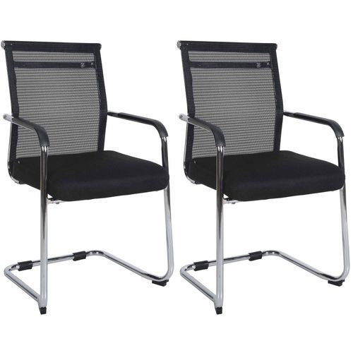 Lot De 2 Chaises Visiteur Cantilever Mesh Respirant Et Accoudoirs Revêtement En Maille Noir Cadre