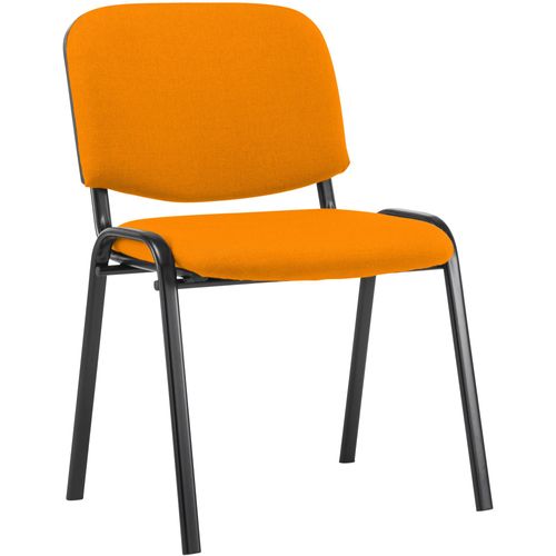 Chaise Visiteur Empilable Zone D'attente En Tissu Orange Piètement à 4 Pieds En Métal Noir 10_0008