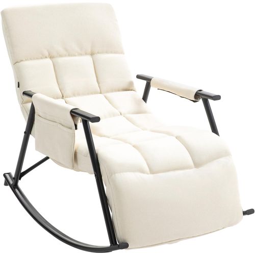Fauteuil Relax à Bascule Rembourré Tissu Crème Avec Repose-pieds – Confort Et Détente 10_0008425