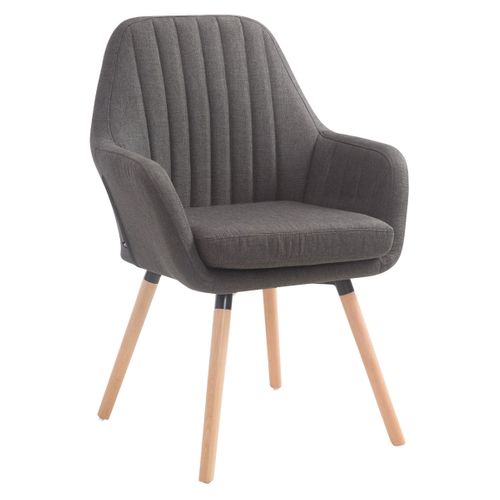 Chaise De Salle à Manger Fauteuil De Chambre Coiffeuse En Tissu Gris Foncé Piètement En Bois Clair