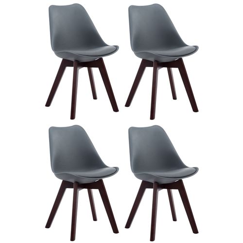 Lot De 4 Chaises De Salle à Manger Design Scandinave En Plastique Et Pvc Gris Et Piètement à 4 Pie
