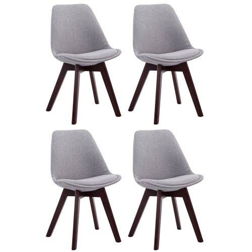 Lot De 4 Chaises De Salle à Manger Design Scandinave En Tissu Gris Et Piètement à 4 Pieds En Bois