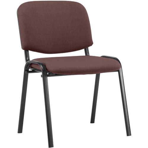 Chaise Visiteur Empilable Zone D'attente En Tissu Marron Piètement à 4 Pieds En Métal Noir 10_0008