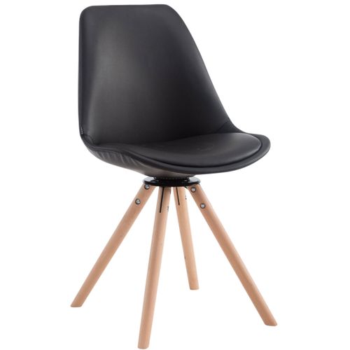 Chaise De Salle à Manger X1 Pivotante Style Nordique Assise En Pvc Noir Piètement En Bois Clair 10
