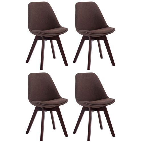 Lot De 4 Chaises De Salle à Manger Design Scandinave En Tissu Marron Et Piètement à 4 Pieds En Boi