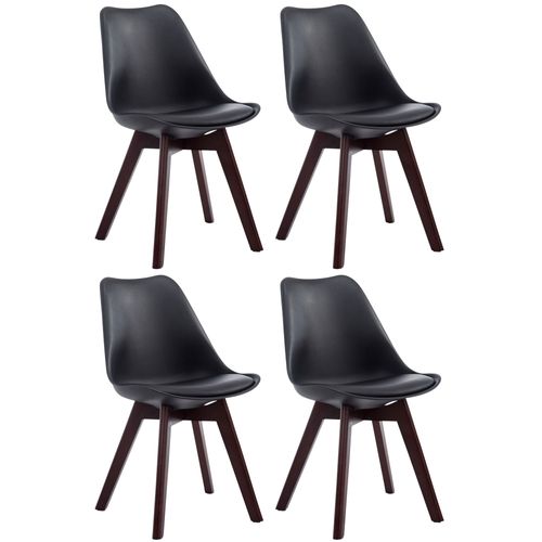 Lot De 4 Chaises De Salle à Manger Design Scandinave En Plastique Et Pvc Noir Et Piètement à 4 Pie