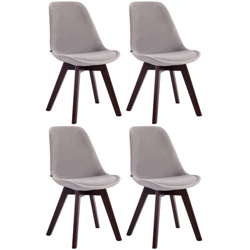 Lot De 4 Chaises De Salle à Manger Design Scandinave En Velours Gris Et Piètement à 4 Pieds En Boi