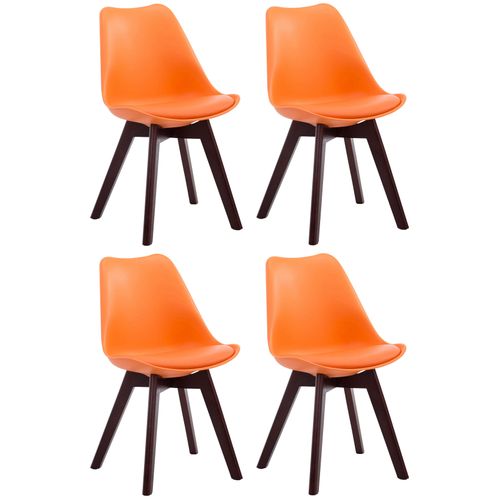 Lot De 4 Chaises De Salle à Manger Design Scandinave En Plastique Et Pvc Orange Et Piètement à 4 P