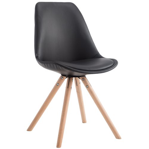 Chaise De Cuisine Salle à Manger Scandinave Assise En Pvc Noir 4 Pieds En Bois Forme Rond 10_00088