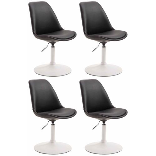 Lot De 4 Chaises De Salle à Manger Pivotante Hauteur Réglable En Pvc Noir Et Pied Trompette