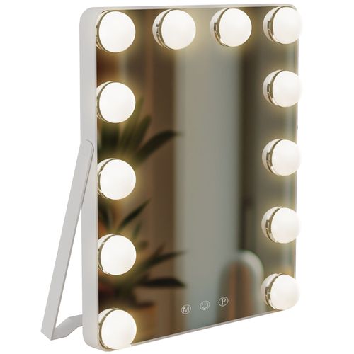 Miroir De Maquillage LED 25 X 30 Cm En Métal Et Verre Avec Éclairage Réglable Et USB-c 10_0008952