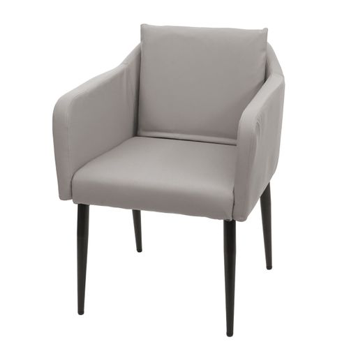 Fauteuil Chaise Lounge Salle à Manger Bureau Visiteur En Synthétique Taupe-gris Pieds Métal Noir 0