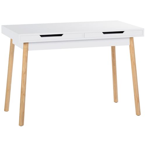 Bureau Moderne Blanc Et Chêne Avec Deux Tiroirs 110 Cm – Style Scandinave 10_0009173