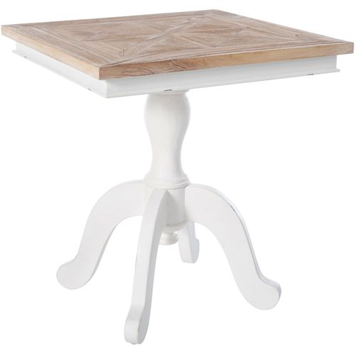 Table à Manger Carrée En Bois Shabby-chic Nature Blanc – Structure Robuste – 70 × 70 Cm 10_0009246