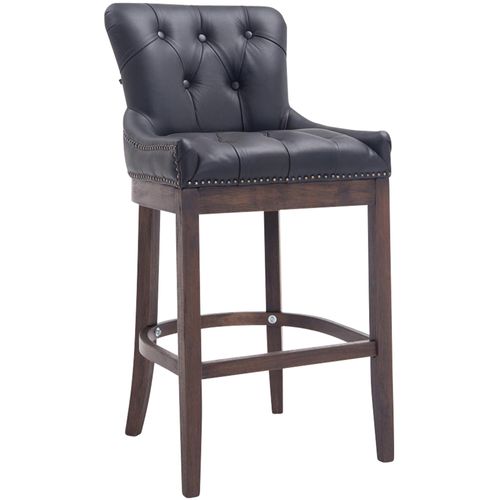 Tabouret De Bar X1 Avec Assise En Cuir Véritable Bois Véritable Cuir Noir 10_0005053