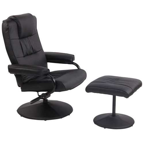 Fauteuil Inclinable Avec Repose-pieds Simili Noir Et Piètement Métal 10_0003619