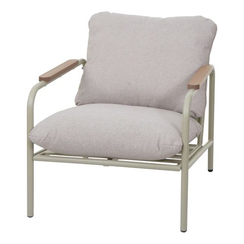 Fauteuil De Jardin Confortable Structure Tubulaire Moderne En Aluminium Vert Clair Avec Coussins