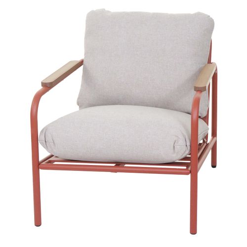 Fauteuil De Jardin Confortable Structure Tubulaire Moderne En Aluminium Terracotta Avec Coussins