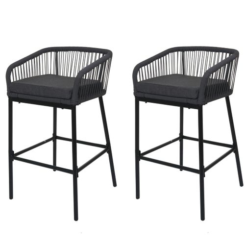 Lot De 2 Tabourets De Bar Avec Assise Ergonomique 92 X 51 X 53 Cm Style Moderne Terrasse En Métal